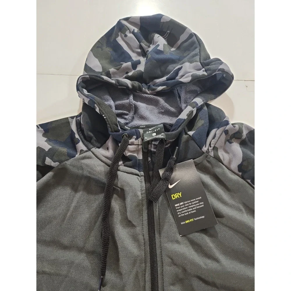 Nike Men's Dri-FIT Full Zip Camo Training Hoodie XL Anthracite‎ Gray AR3112-060